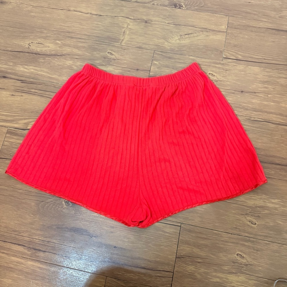 Victoria's Secret Gold Label Pajama 90s Shorts Size Medium Red Ribbed Cotton Vtg